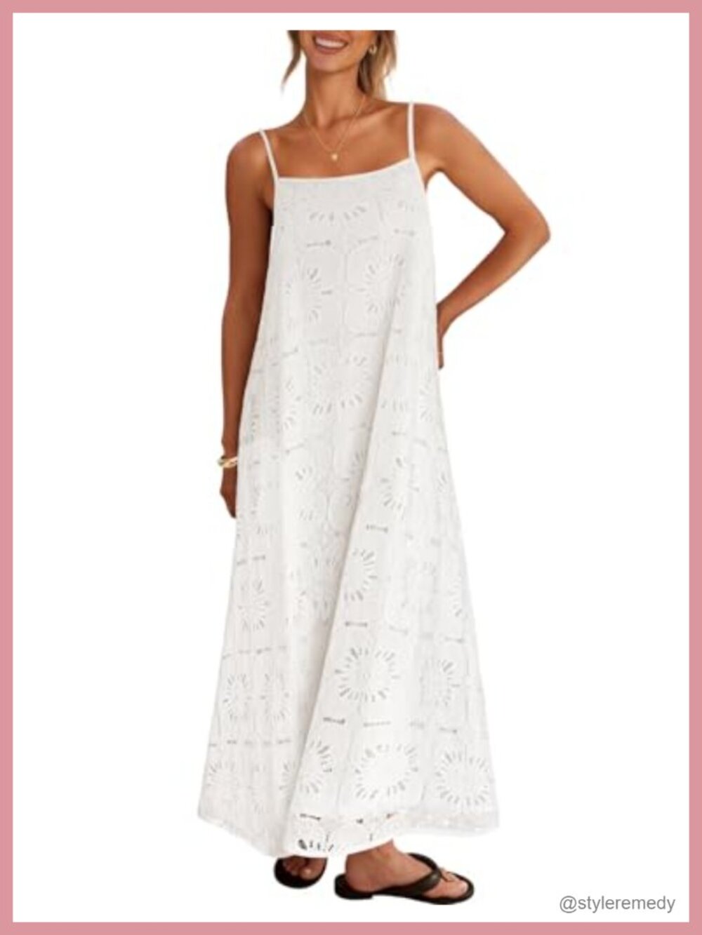 Boho Maxi Dress Spaghetti Strap A-Line Sundress Side Pockets